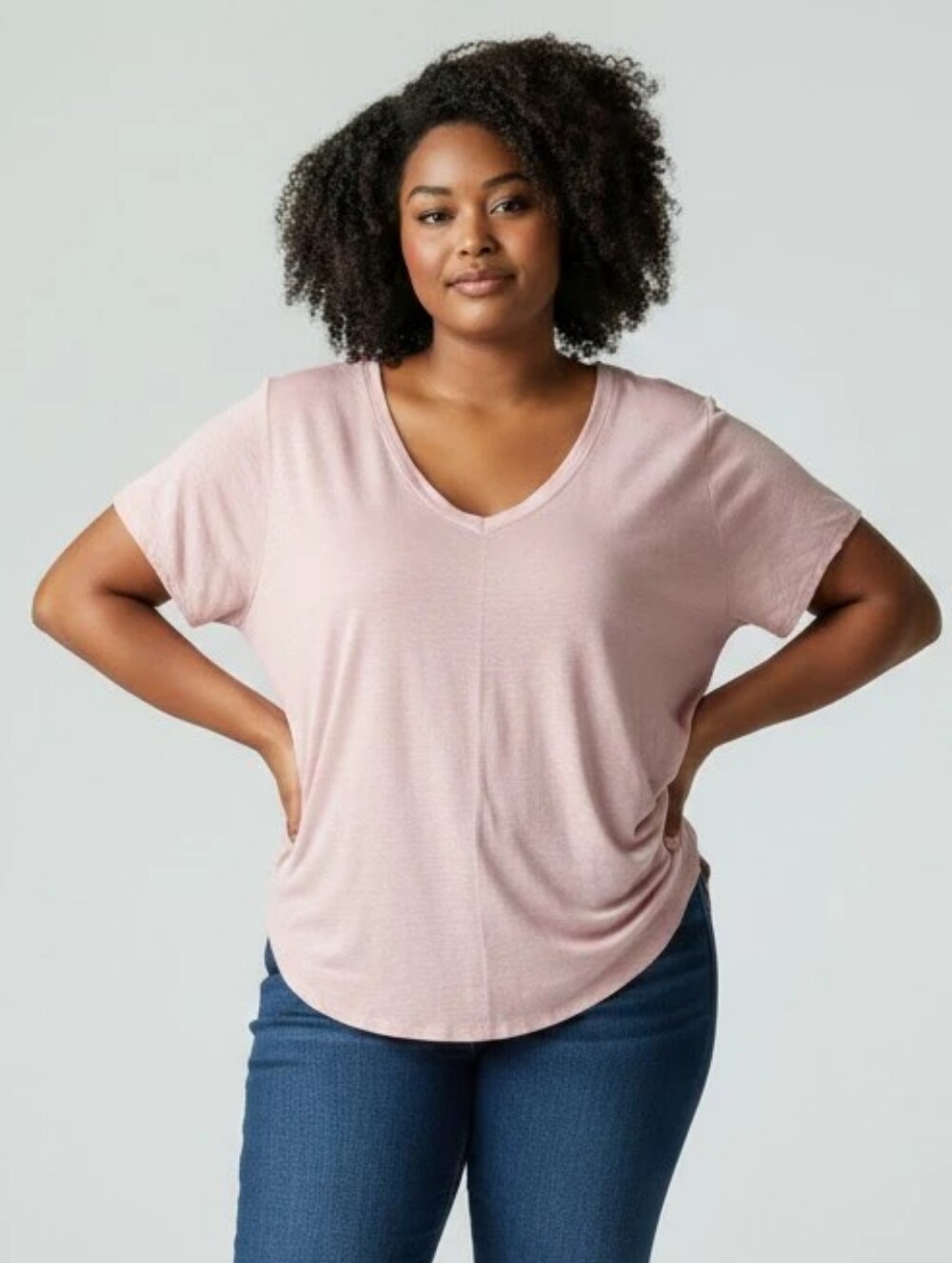 Tahari 100% Linen Tee in Soft Blush Pink